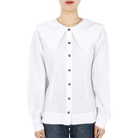 23 S/S 가니 여성 포플린 블라우스 셔츠(화이트) F5500 000 151