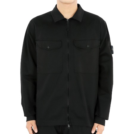 24 S/S 스톤 남성 와펜패치 스트레치 코튼 셔츠 자켓(블랙) 801510812 V0029