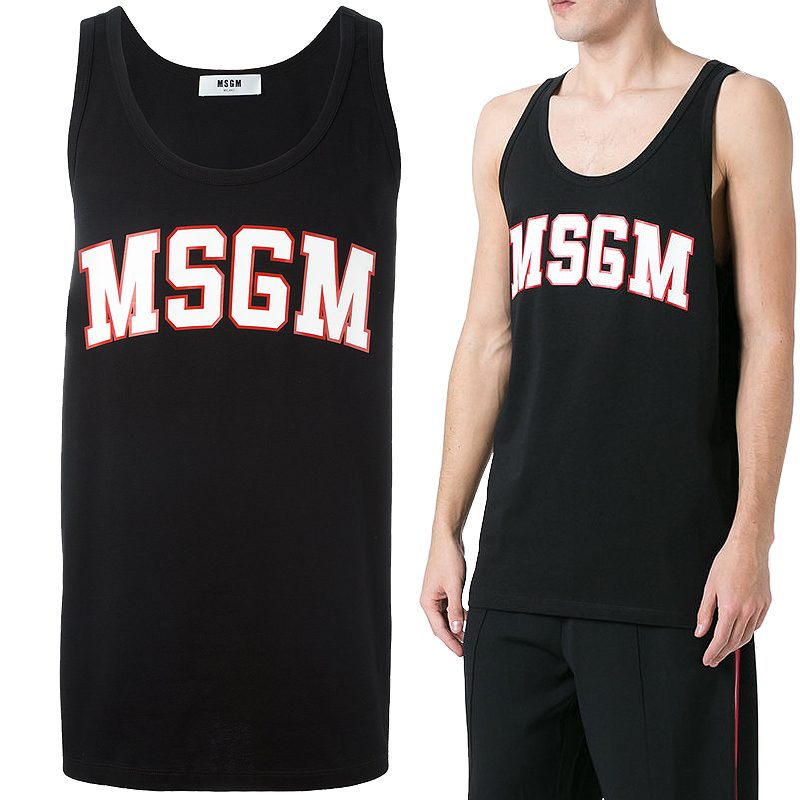 17 SS MSGM 남성 프린팅 민소매 티셔츠 (블랙) 2240MM12
